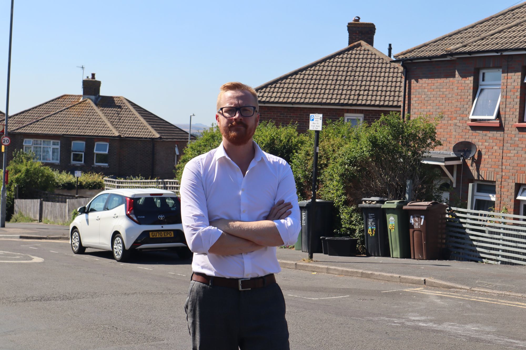 Picture of Lloyd Russell-Moyle standing in a Bevendean street