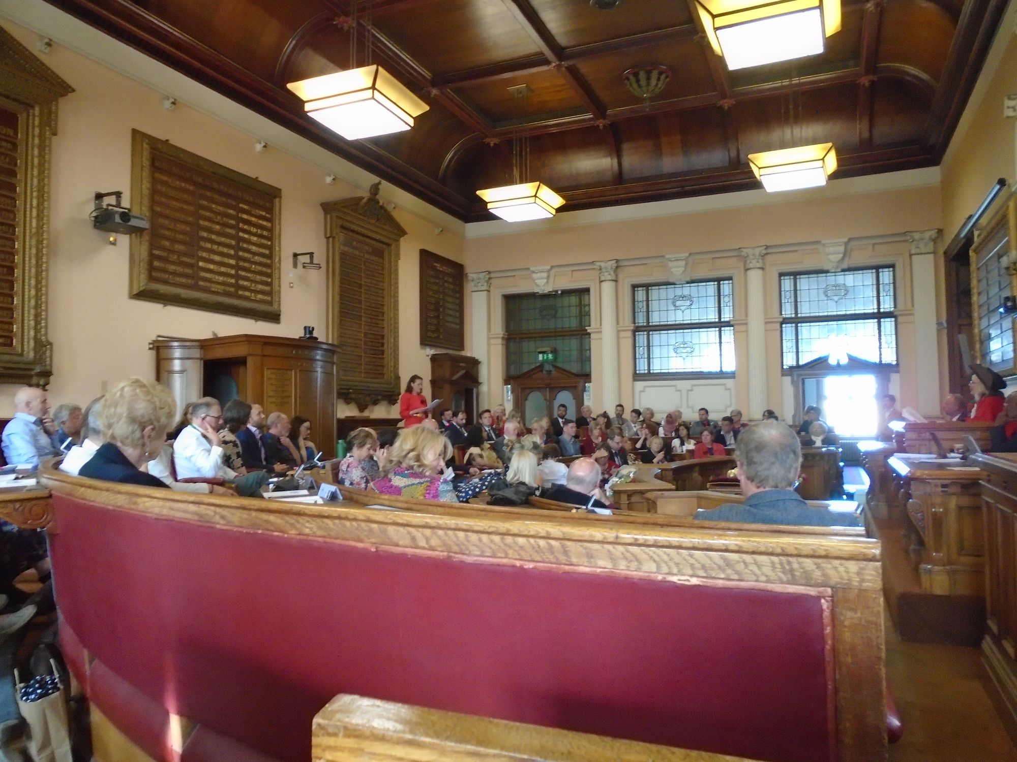 A picture of the annual council meeting in the council chamber of Brighton Town Hall