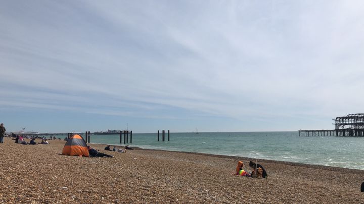 Photo of the piers from the beach on a sunny day :)