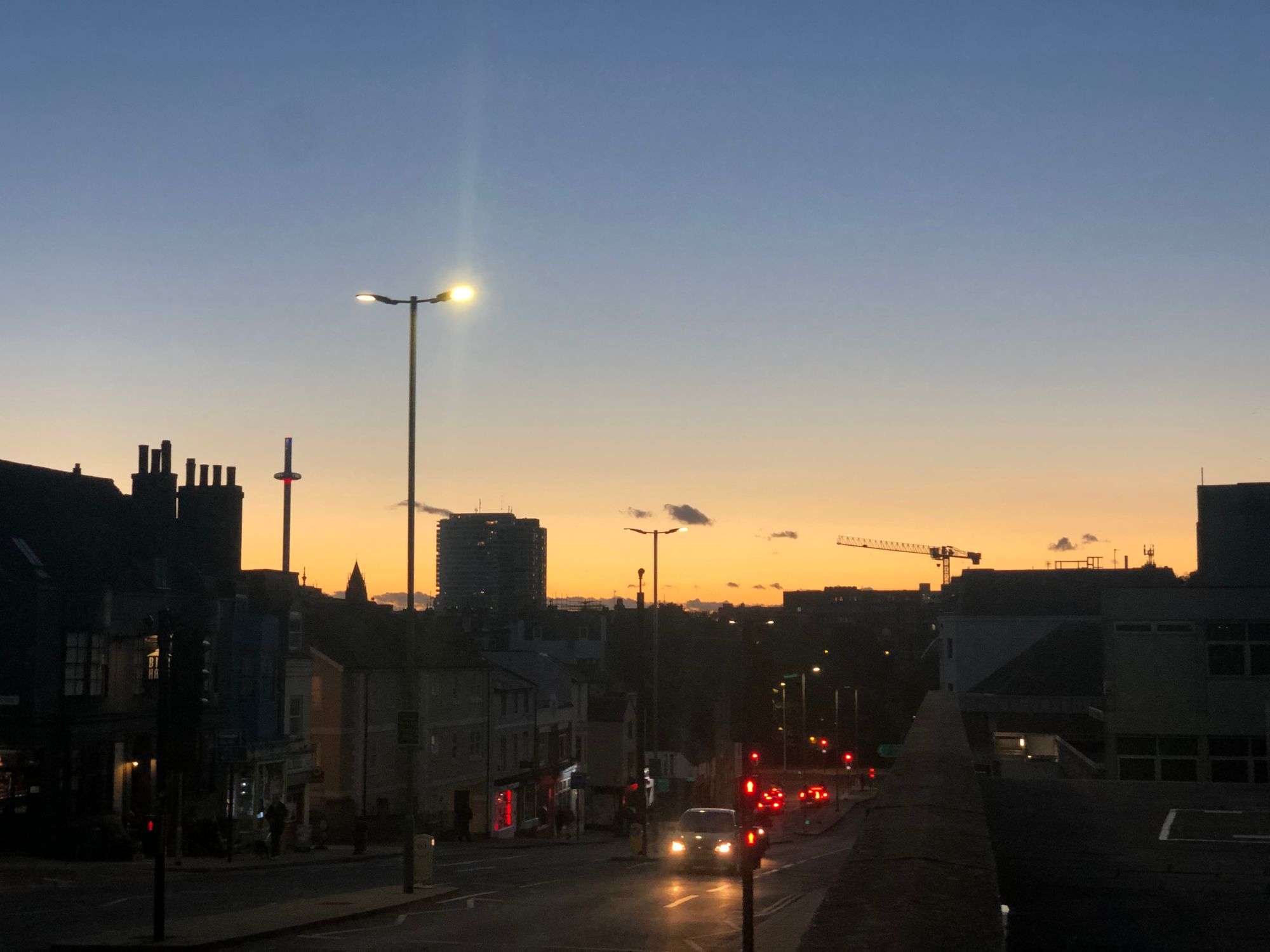 A view of the sunset over Brighton on Edward Street