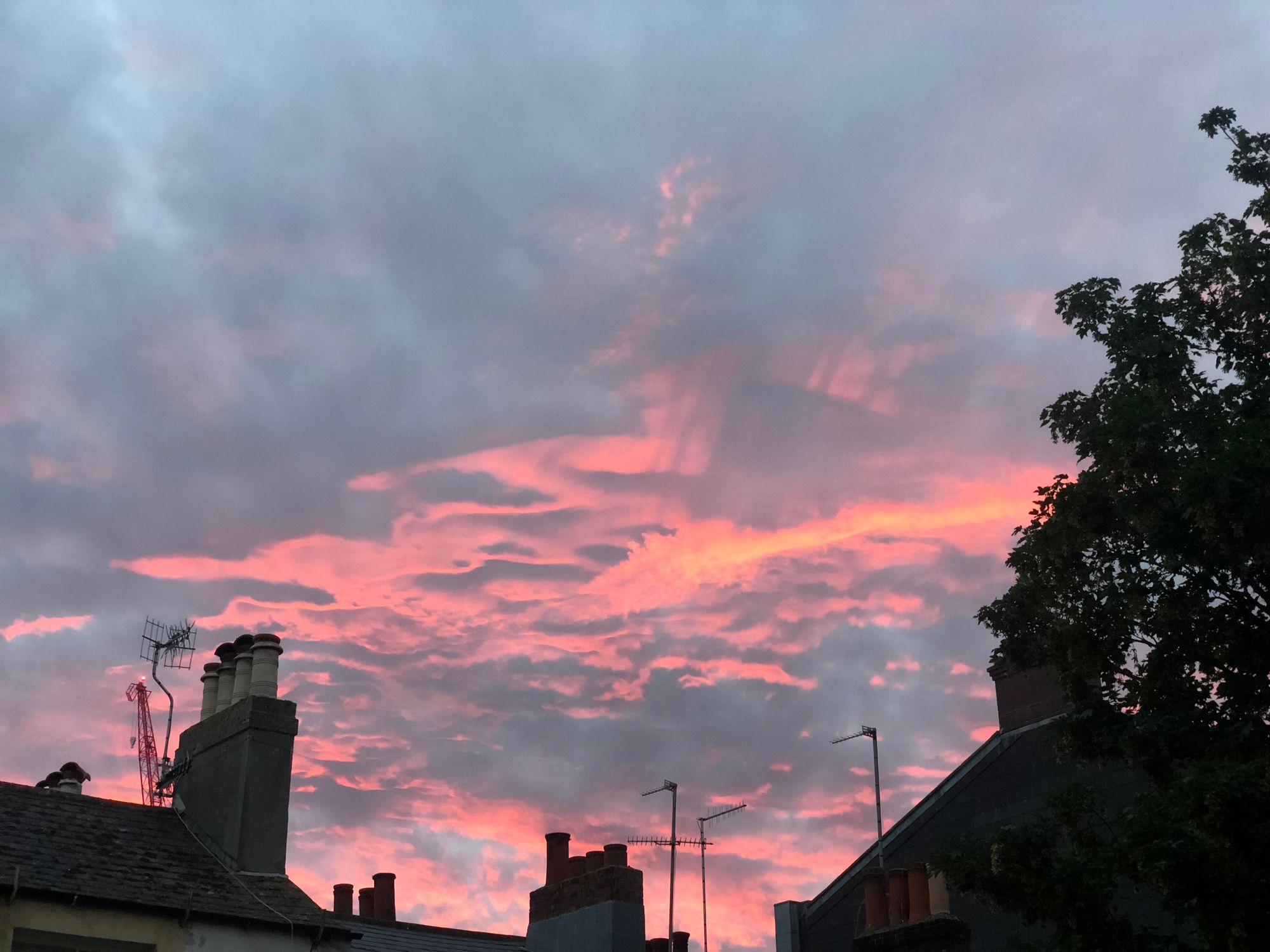 Picture of the clouds over Brighton turning a beautiful pink as the sun sets.