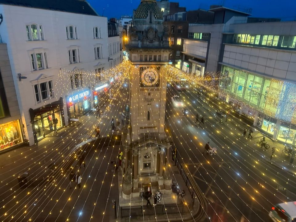 Picture of the clock tower lights taken from above
